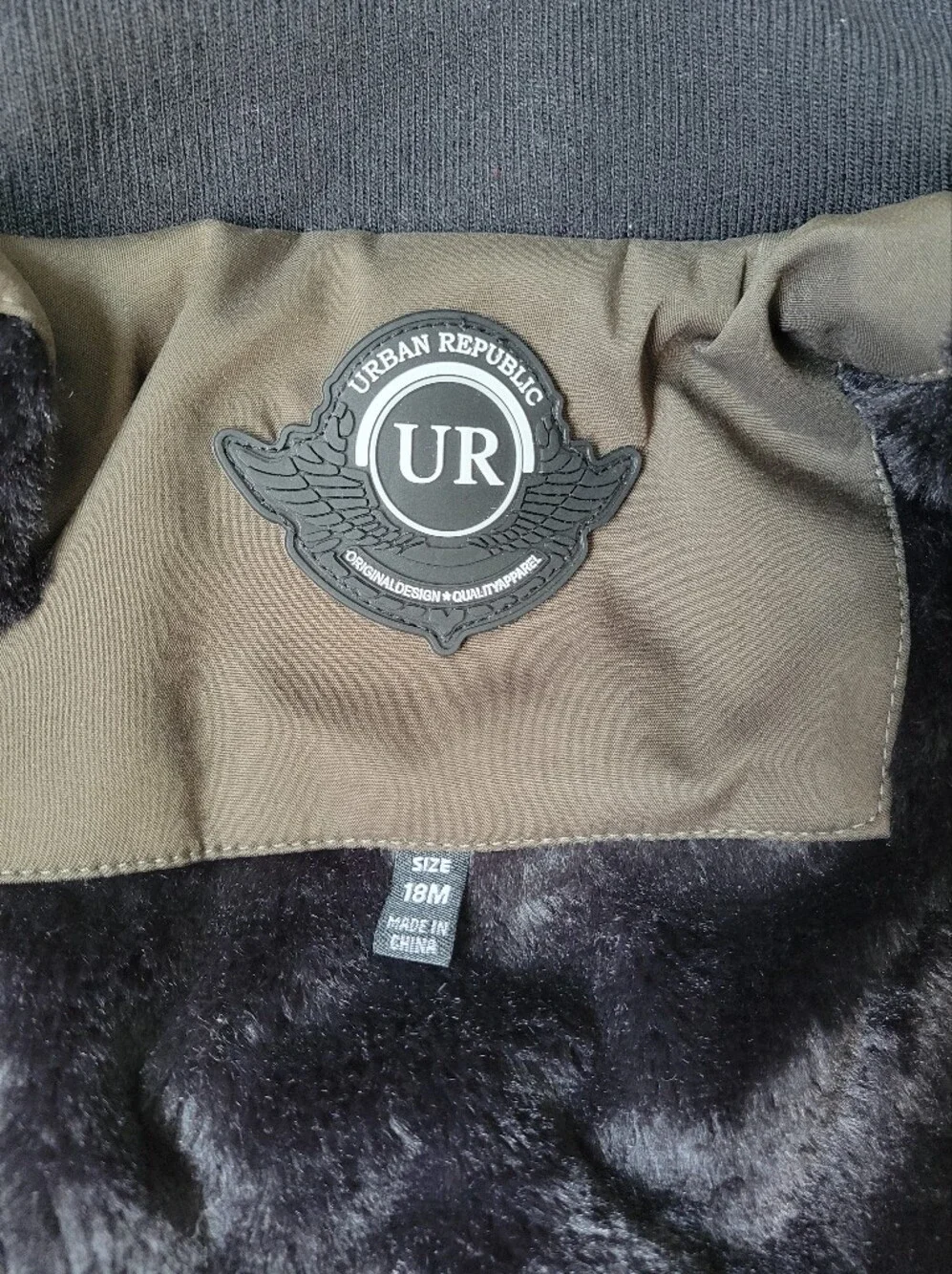 Urban Republic Green Toddler Hooded Puffer Jacket with Faux-Fur Trim